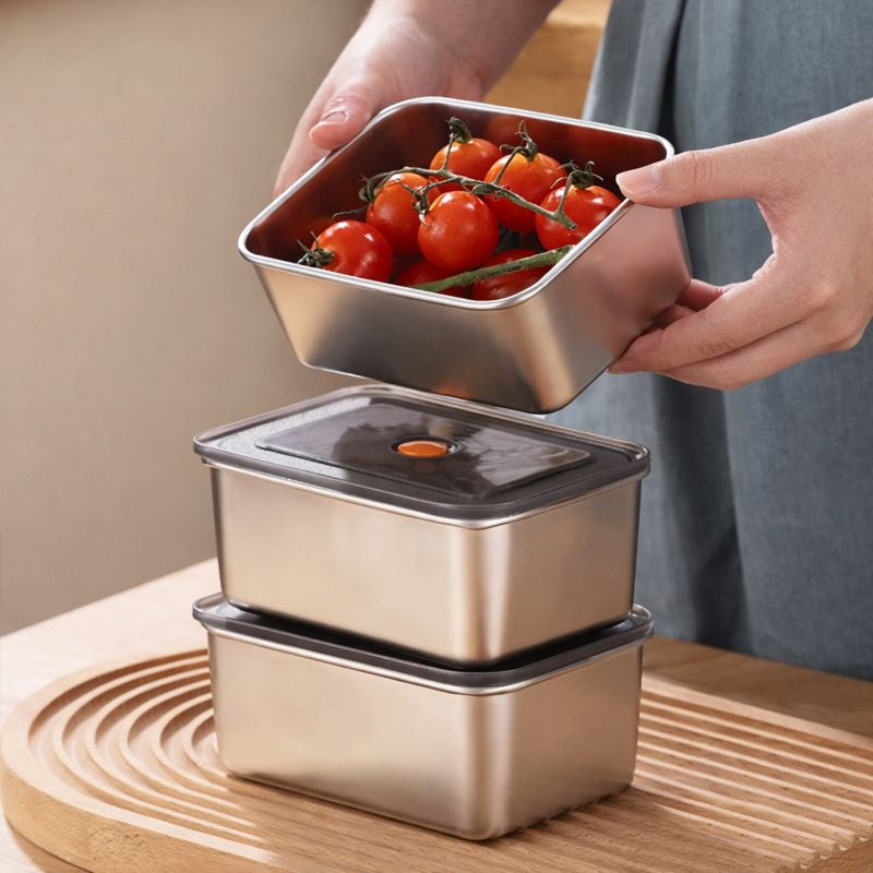 Kit de 16 Recipientes de Acero Inoxidable Línea Premium con Tapa Antifugas Resistente al Congelador y a Altas Temperaturas