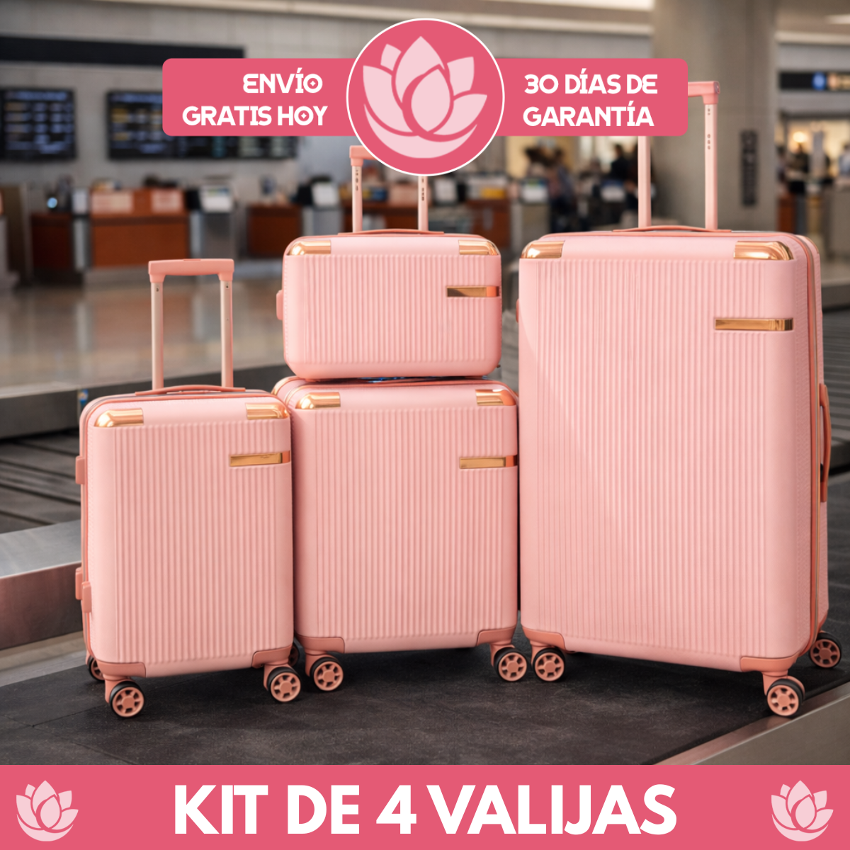 Kit de 4 Valijas Milano™ en ABS Reforzado con Giro 360° y Diseño Antirrayado